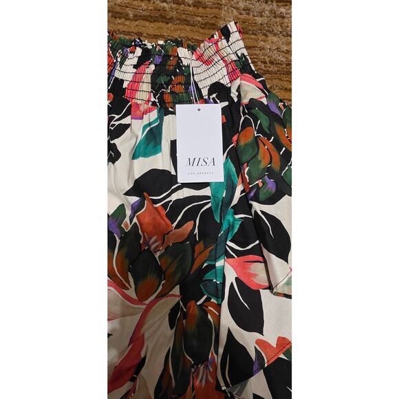 MISA Los Angeles Ruffle Floral High Low Skirt Stretch Cotton Size S - Picture 4 of 5